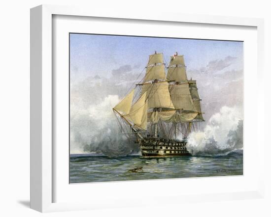 HMS Victory, British Warship, C1890-C1893-William Frederick Mitchell-Framed Giclee Print