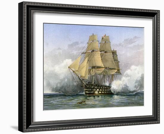 HMS Victory, British Warship, C1890-C1893-William Frederick Mitchell-Framed Giclee Print