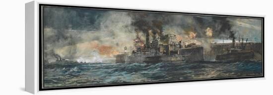 HMS 'Vindictive' alongside the Mole, Zeebrugge, April 23Rd 1918, 1923 (Watercolour on Paper, Gouach-Charles Edward Dixon-Framed Premier Image Canvas