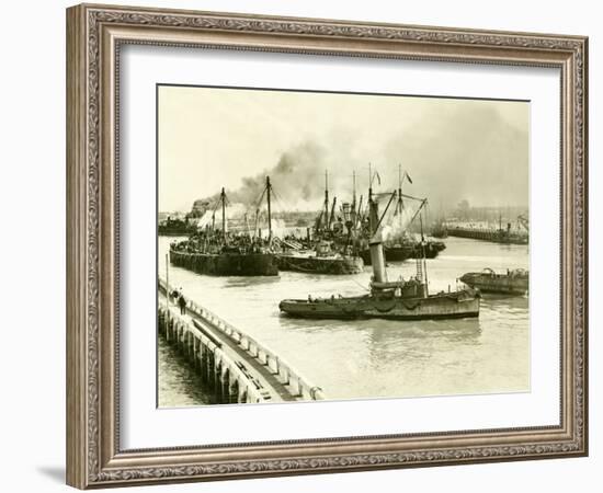 HMS Vindictive Which Attacked the Harbour at Ostend During WWI Being Raised from the Canal, 1920-null-Framed Photographic Print