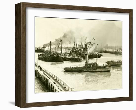 HMS Vindictive Which Attacked the Harbour at Ostend During WWI Being Raised from the Canal, 1920-null-Framed Photographic Print