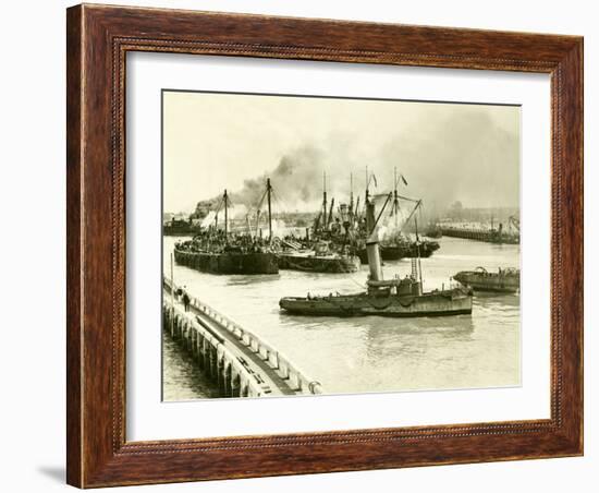 HMS Vindictive Which Attacked the Harbour at Ostend During WWI Being Raised from the Canal, 1920-null-Framed Photographic Print