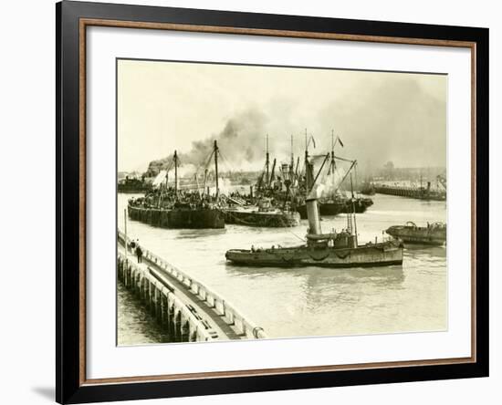 HMS Vindictive Which Attacked the Harbour at Ostend During WWI Being Raised from the Canal, 1920-null-Framed Photographic Print