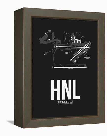 HNL Honolulu Airport Black-NaxArt-Framed Stretched Canvas