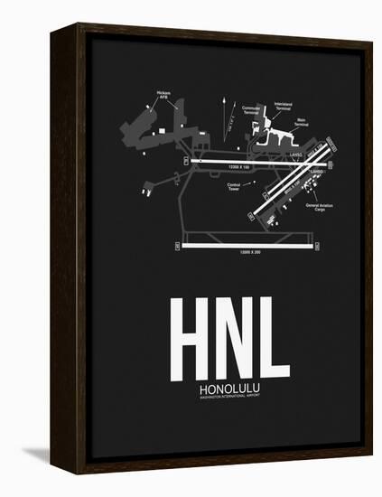 HNL Honolulu Airport Black-NaxArt-Framed Stretched Canvas