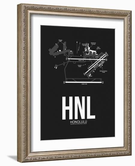 HNL Honolulu Airport Black-NaxArt-Framed Art Print