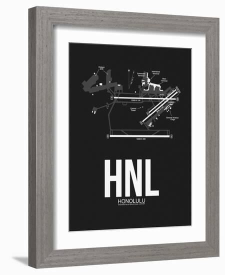 HNL Honolulu Airport Black-NaxArt-Framed Art Print