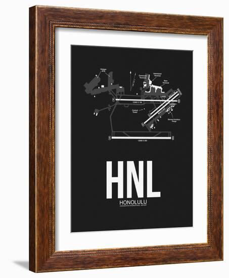 HNL Honolulu Airport Black-NaxArt-Framed Art Print