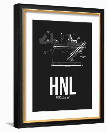 HNL Honolulu Airport Black-NaxArt-Framed Art Print