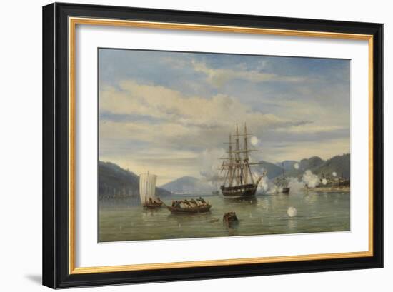 Hnlms Steam Warship Medusa Forcing Passage Through the Shimonoseki Strait-Heemskerck van-Framed Art Print