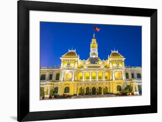 Ho Chi Minh City Hall (Ho Chi Minh City People's Committee) at night, Ho Chi Minh City (Saigon), Vi-Jason Langley-Framed Photographic Print