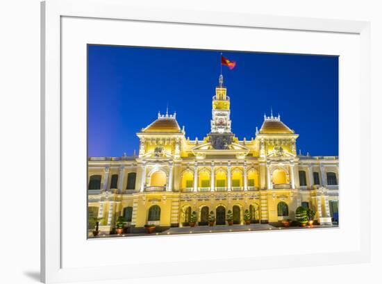 Ho Chi Minh City Hall (Ho Chi Minh City People's Committee) at night, Ho Chi Minh City (Saigon), Vi-Jason Langley-Framed Photographic Print