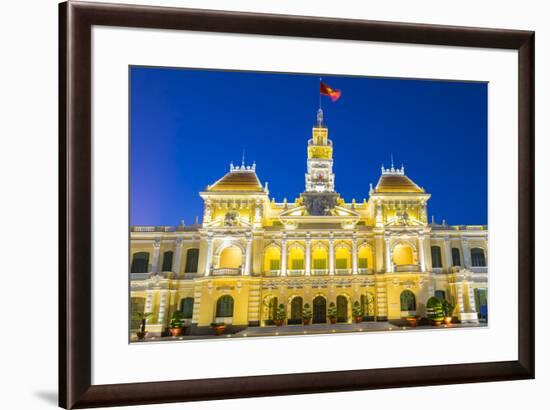 Ho Chi Minh City Hall (Ho Chi Minh City People's Committee) at night, Ho Chi Minh City (Saigon), Vi-Jason Langley-Framed Photographic Print