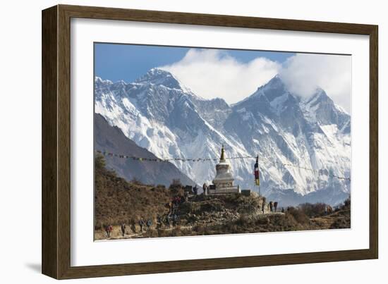 Hoards of trekkers make their way to Everest Base Camp, Khumbu Region, Nepal, Himalayas-Alex Treadway-Framed Photographic Print