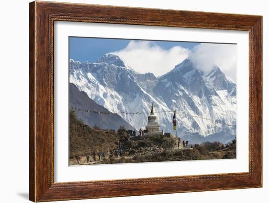 Hoards of trekkers make their way to Everest Base Camp, Khumbu Region, Nepal, Himalayas-Alex Treadway-Framed Photographic Print