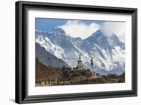 Hoards of trekkers make their way to Everest Base Camp, Khumbu Region, Nepal, Himalayas-Alex Treadway-Framed Photographic Print