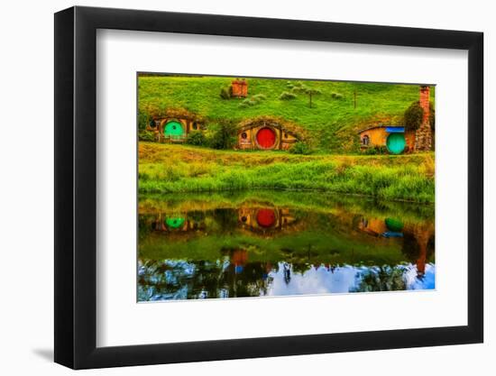 Hobbit Houses, Hobbiton, North Island, New Zealand, Pacific-Laura Grier-Framed Photographic Print