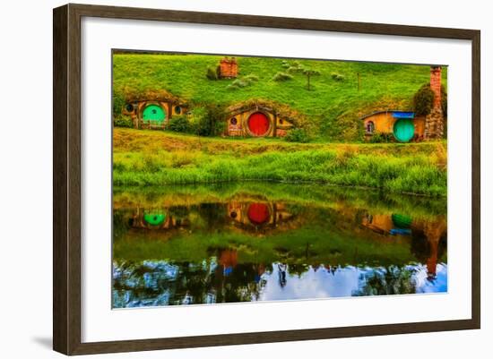 Hobbit Houses, Hobbiton, North Island, New Zealand, Pacific-Laura Grier-Framed Photographic Print