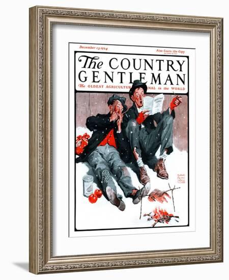 "Hobo Christmas," Country Gentleman Cover, December 13, 1924-William Meade Prince-Framed Giclee Print