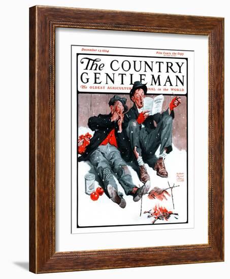 "Hobo Christmas," Country Gentleman Cover, December 13, 1924-William Meade Prince-Framed Giclee Print