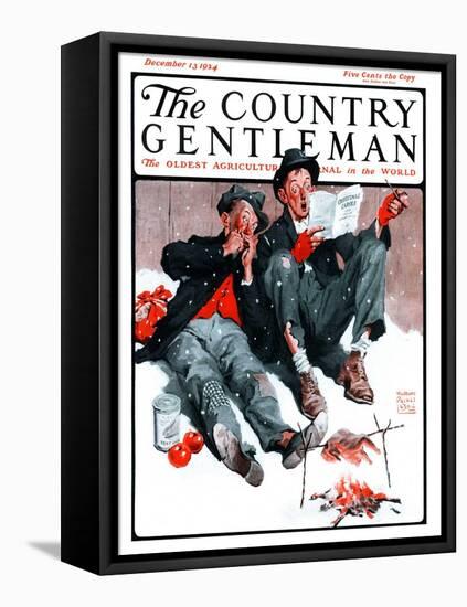 "Hobo Christmas," Country Gentleman Cover, December 13, 1924-William Meade Prince-Framed Premier Image Canvas