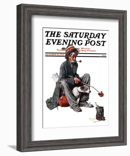 "Hobo" Saturday Evening Post Cover, October 18,1924-Norman Rockwell-Framed Giclee Print