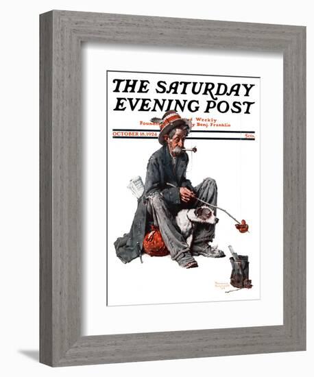 "Hobo" Saturday Evening Post Cover, October 18,1924-Norman Rockwell-Framed Giclee Print