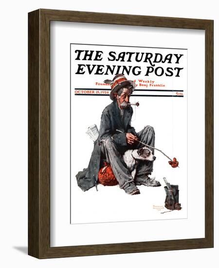 "Hobo" Saturday Evening Post Cover, October 18,1924-Norman Rockwell-Framed Giclee Print