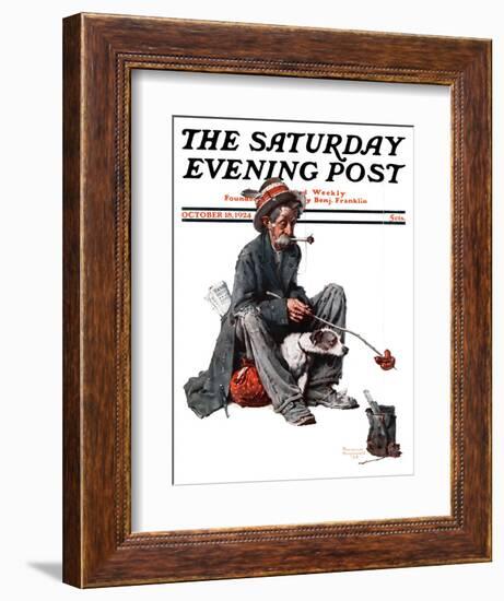 "Hobo" Saturday Evening Post Cover, October 18,1924-Norman Rockwell-Framed Giclee Print