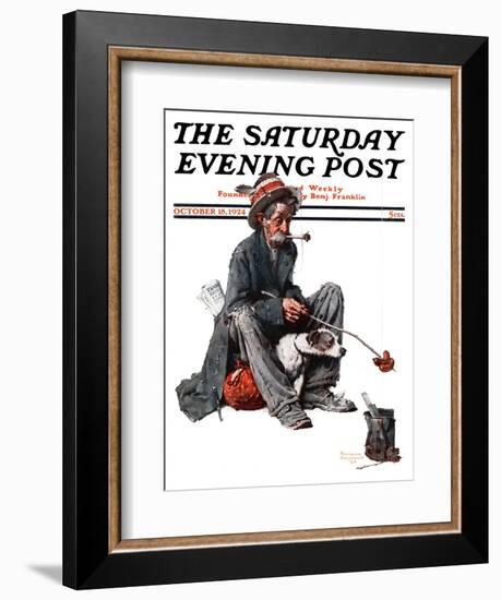 "Hobo" Saturday Evening Post Cover, October 18,1924-Norman Rockwell-Framed Giclee Print