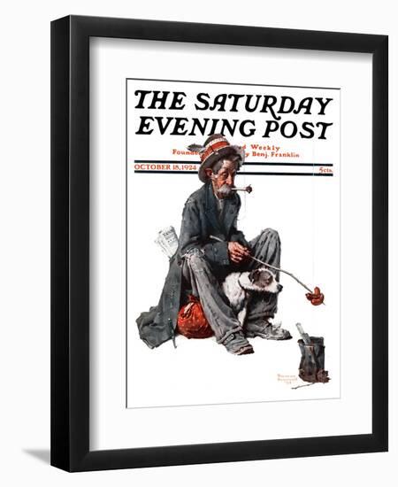 "Hobo" Saturday Evening Post Cover, October 18,1924-Norman Rockwell-Framed Giclee Print