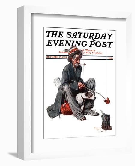 "Hobo" Saturday Evening Post Cover, October 18,1924-Norman Rockwell-Framed Giclee Print