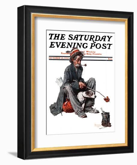 "Hobo" Saturday Evening Post Cover, October 18,1924-Norman Rockwell-Framed Giclee Print