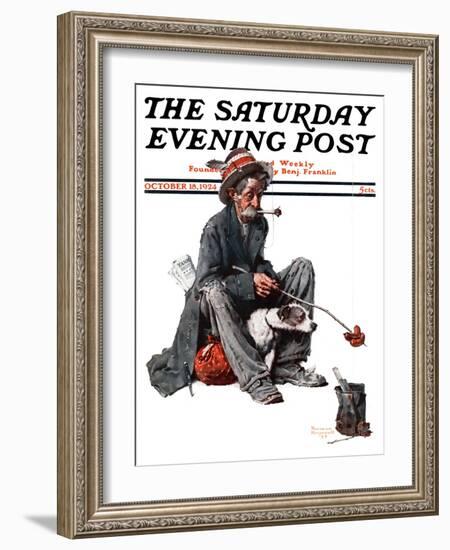 "Hobo" Saturday Evening Post Cover, October 18,1924-Norman Rockwell-Framed Giclee Print