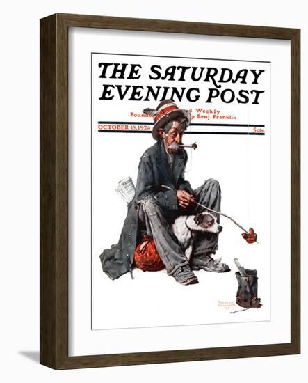 "Hobo" Saturday Evening Post Cover, October 18,1924-Norman Rockwell-Framed Giclee Print