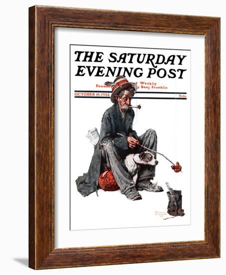 "Hobo" Saturday Evening Post Cover, October 18,1924-Norman Rockwell-Framed Giclee Print