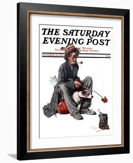 "Hobo" Saturday Evening Post Cover, October 18,1924-Norman Rockwell-Framed Giclee Print