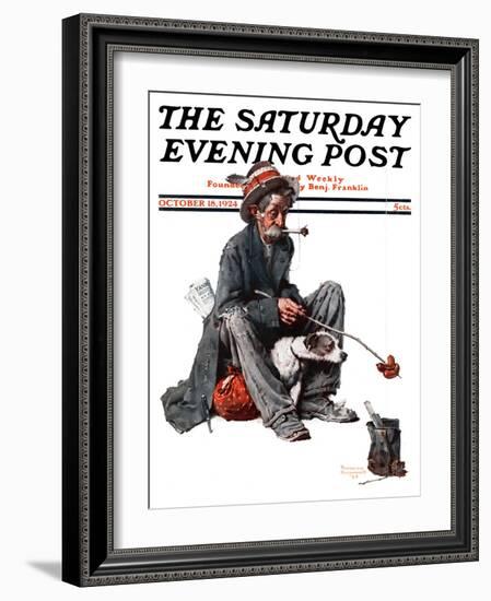 "Hobo" Saturday Evening Post Cover, October 18,1924-Norman Rockwell-Framed Giclee Print