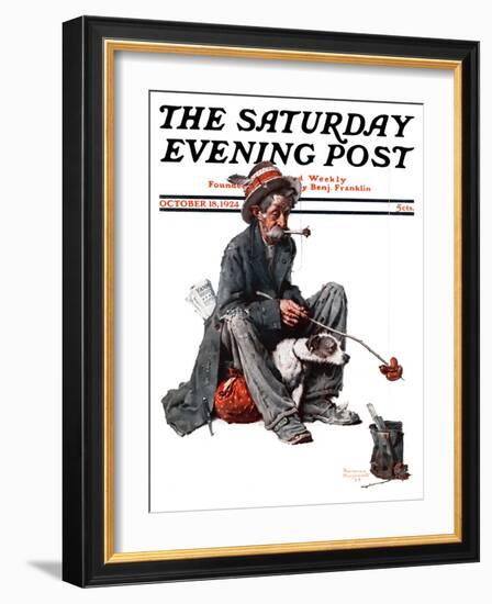 "Hobo" Saturday Evening Post Cover, October 18,1924-Norman Rockwell-Framed Giclee Print