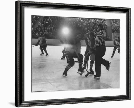 Hockey Game During Winter Olympics-null-Framed Premium Photographic Print