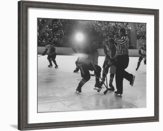 Hockey Game During Winter Olympics-null-Framed Premium Photographic Print