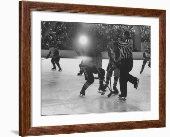 Hockey Game During Winter Olympics-null-Framed Premium Photographic Print