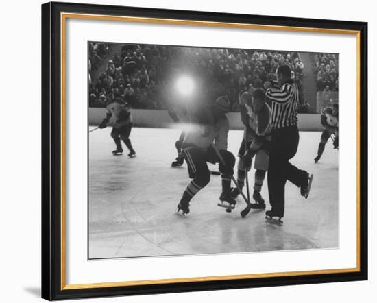 Hockey Game During Winter Olympics-null-Framed Premium Photographic Print