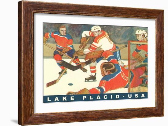 Hockey Game in Lake Placid, New York-null-Framed Art Print