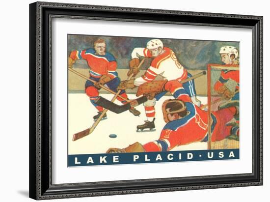 Hockey Game in Lake Placid, New York-null-Framed Art Print