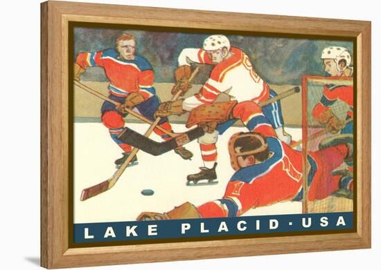 Hockey Game in Lake Placid, New York-null-Framed Stretched Canvas