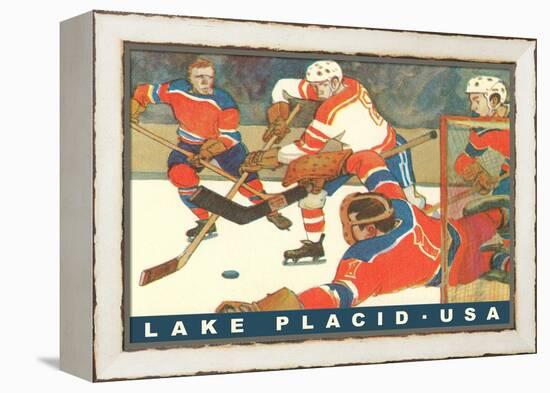 Hockey Game in Lake Placid, New York-null-Framed Stretched Canvas