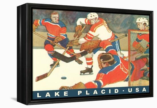 Hockey Game in Lake Placid, New York-null-Framed Stretched Canvas