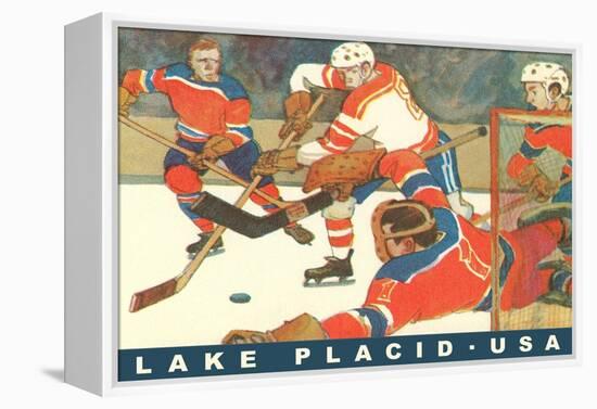 Hockey Game in Lake Placid, New York-null-Framed Stretched Canvas