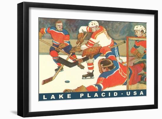 Hockey Game in Lake Placid, New York-null-Framed Premium Giclee Print